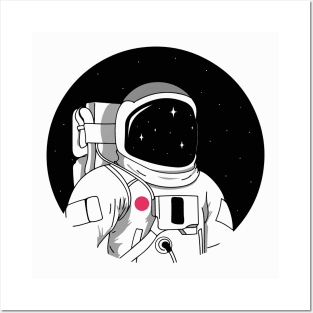 Astronaut in Outer Space Cartoon Posters and Art